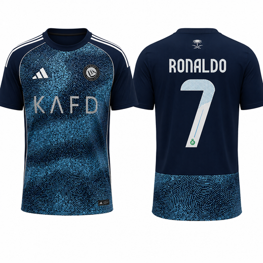 Cristiano Ronaldo #7 Al Nassr Blue Away Jersey | Custom Name & Number Football Shirt