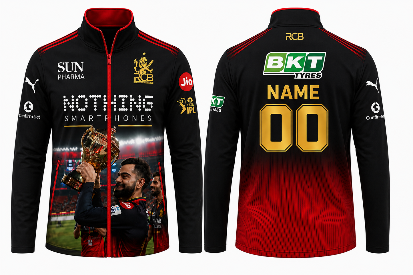 JerseyJunction Customized 2 stars 2026 design customized king kohli holding the trophy RCB jacket