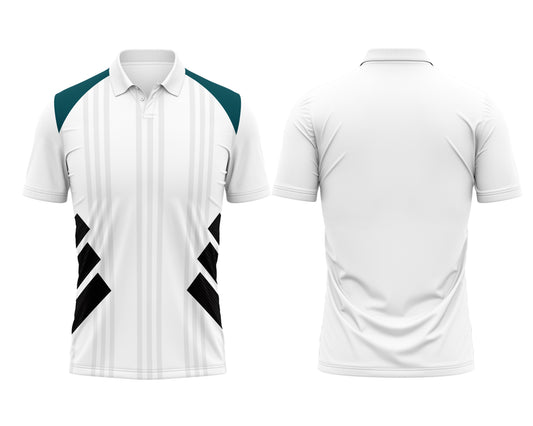 White Cricket Uniform Jersey – Custom Team Logo