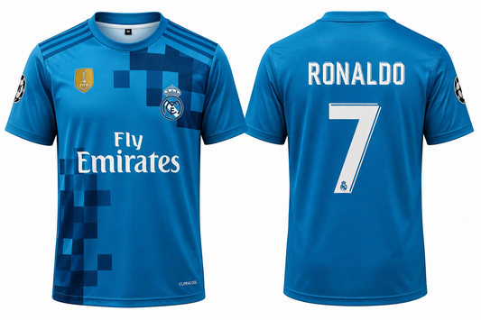 JerseyJunction Cristiano Ronaldo #7 Real Madrid Blue Away Jersey | Custom Name & Number Football Shirt
