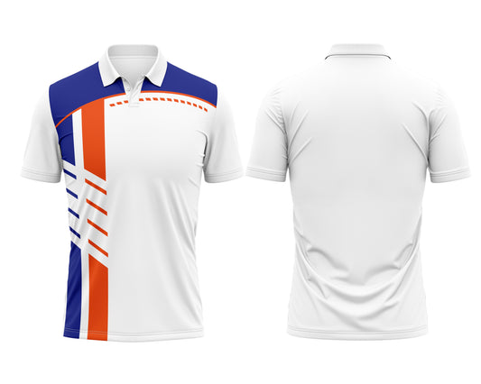 White Polo Jersey for Men – Team Print