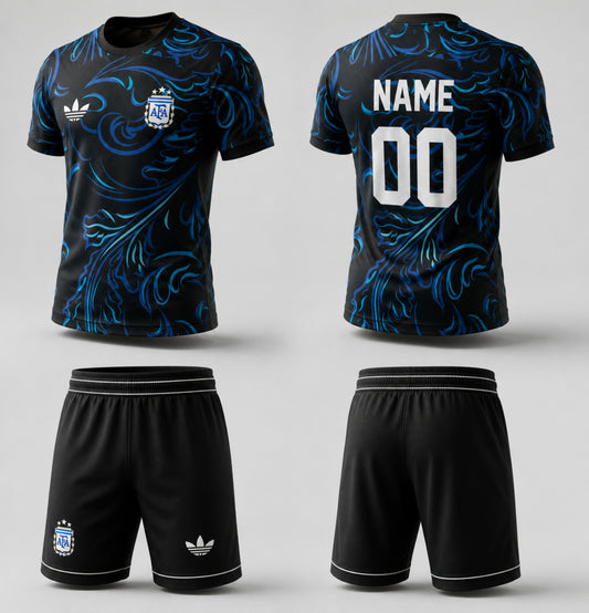 Argentina Black Custom Football Jersey & Shorts Set – Personalized Name & Number Soccer Kit