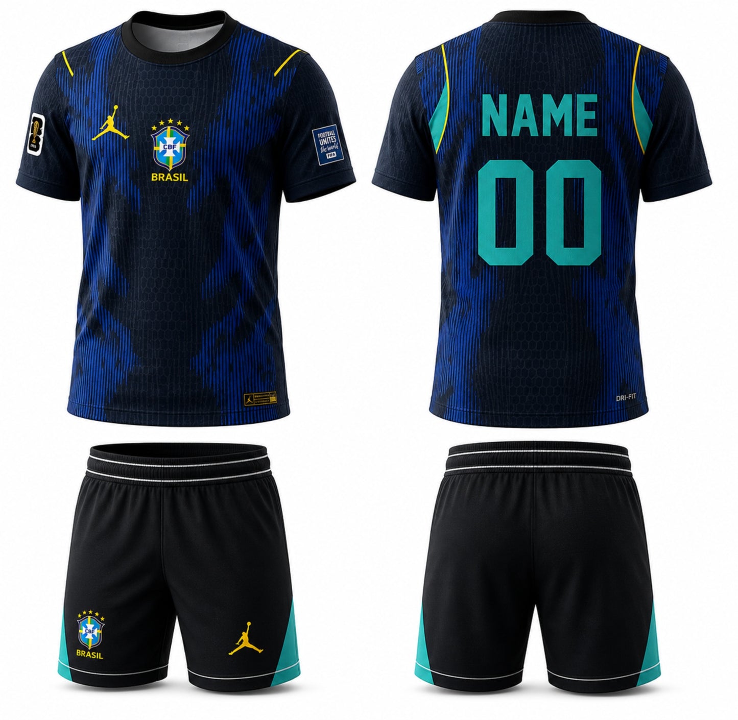 Brazil Away Custom Football Jersey & Shorts Set – Personalized Name & Number Soccer Kit