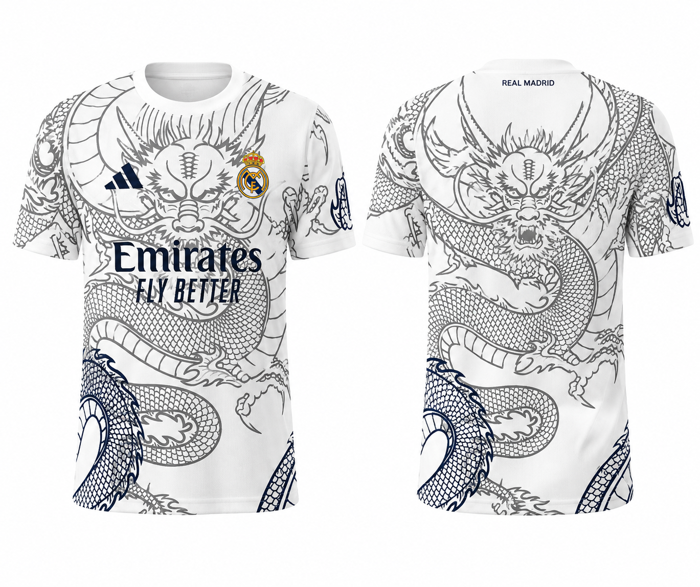 JerseyJunction Real Madrid White Dragon Special Edition Football Jersey | Customized Name & Number