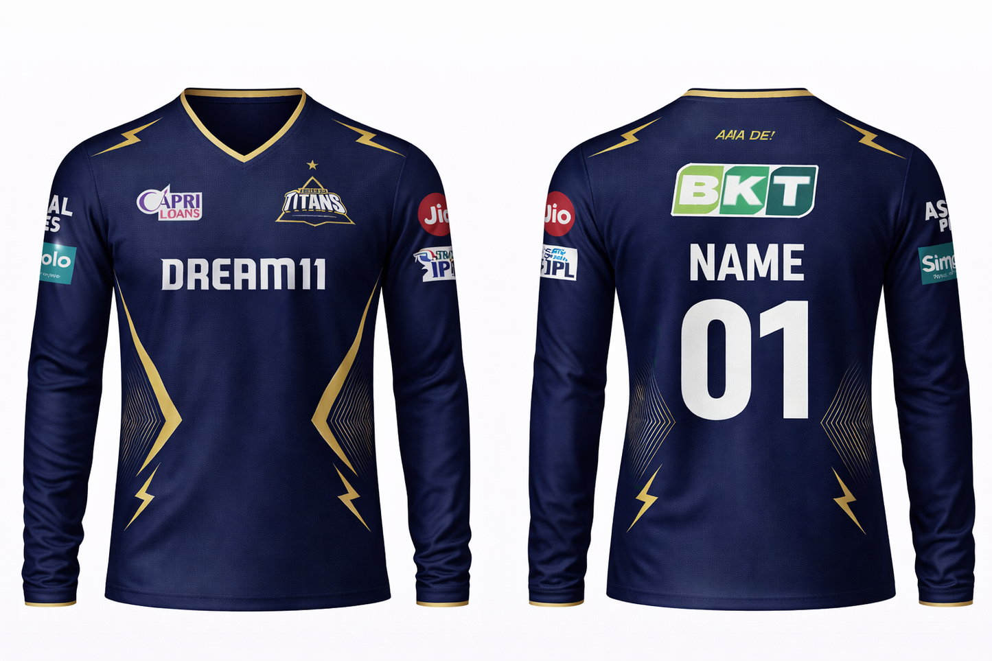 JerseyJunction customized GT Gujrat titans full sleeve v neck jersey