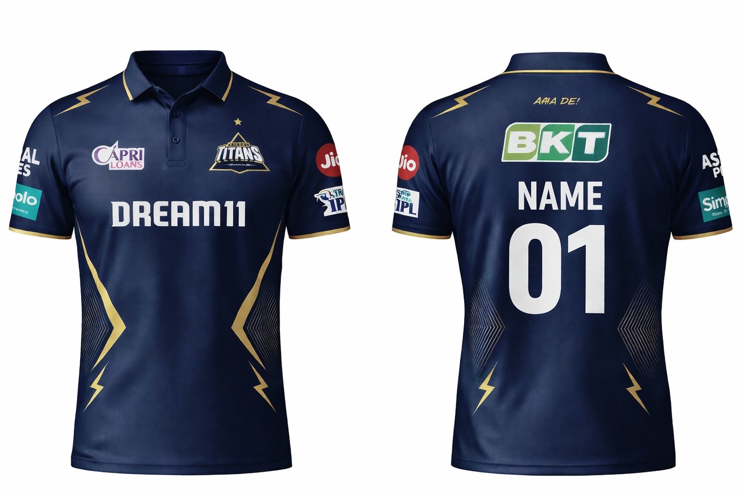 JerseyJunction GT Gujrat titans half sleeve polo neck customized jersey