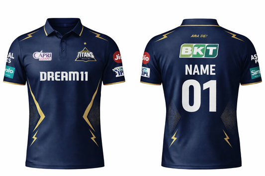 JerseyJunction GT Gujrat titans half sleeve polo neck customized jersey