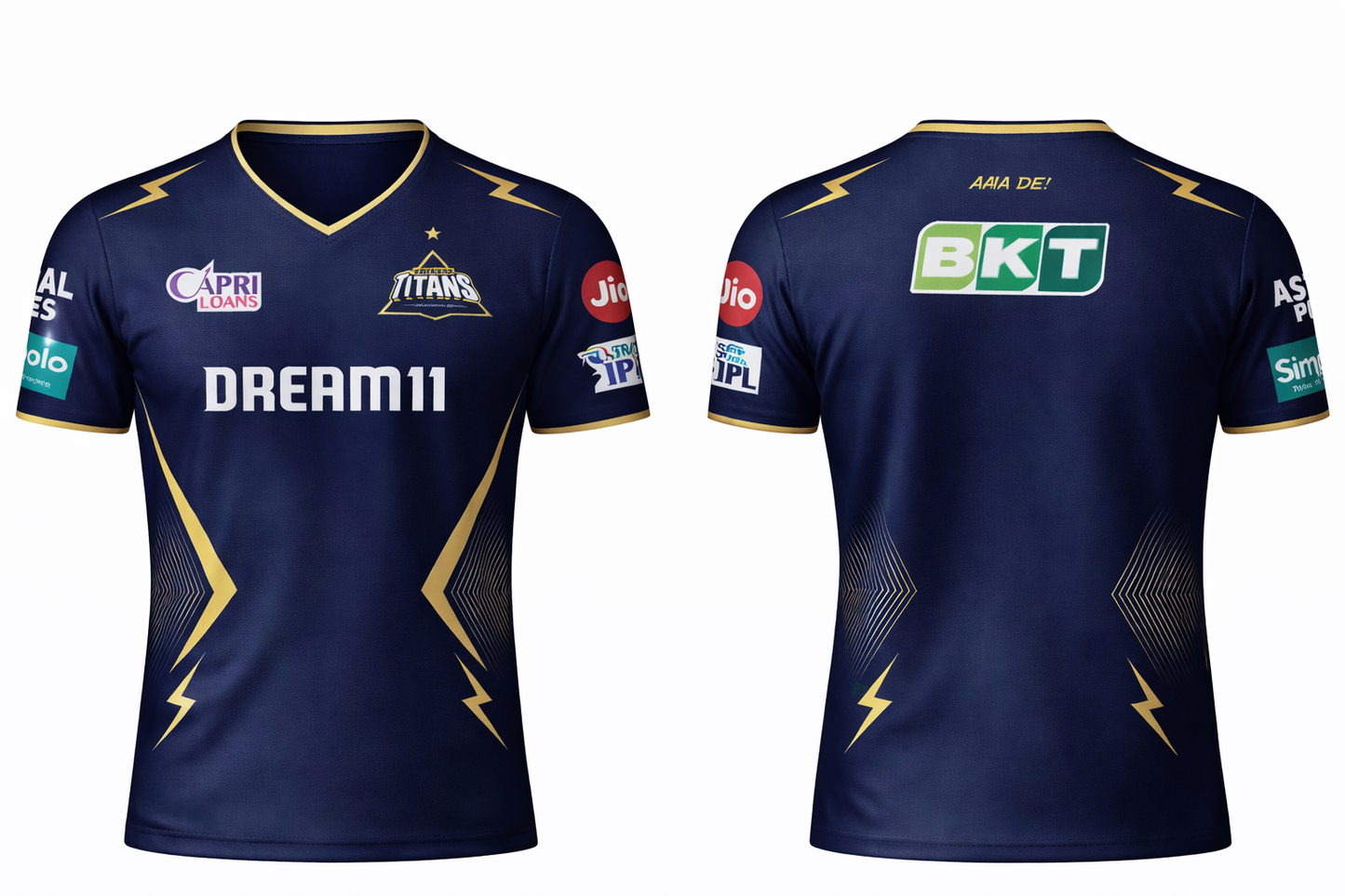 JerseyJunction GT Gujrat titans half sleeve V neck customized jersey