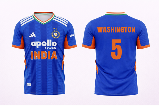 JerseyJunction Customized Replica Washington Sundar India T20 2026 Cricket Jersey