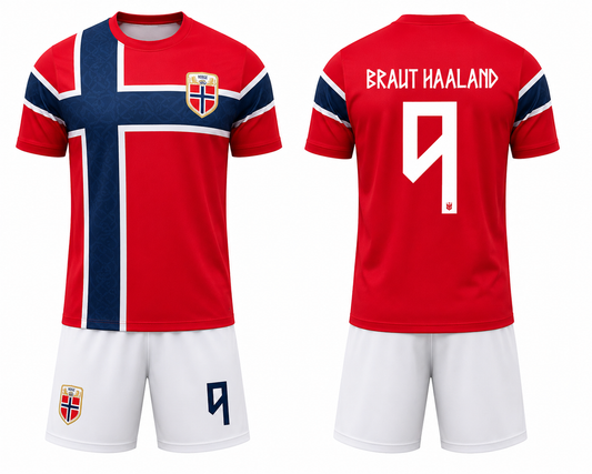 Norway home jersey with white shorts customizable