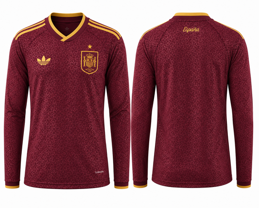 JerseyJunction Spain Maroon Full sleeves Heritage Jersey 2026 – Custom Name & Number