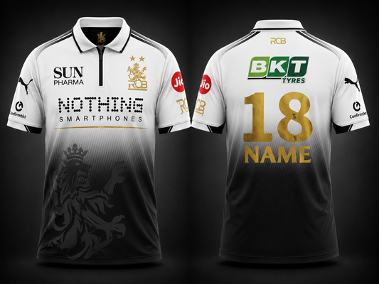 JerseyJunction Customized RCB  latest 2026 jersey Half Sleeves white black
