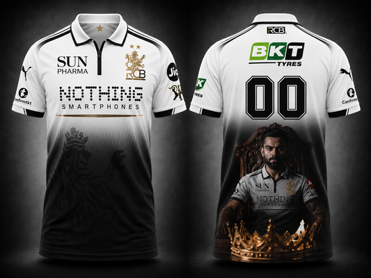 JerseyJunction Customized RCB  latest 2026 jersey Half Sleeves Virat fan jersey white design