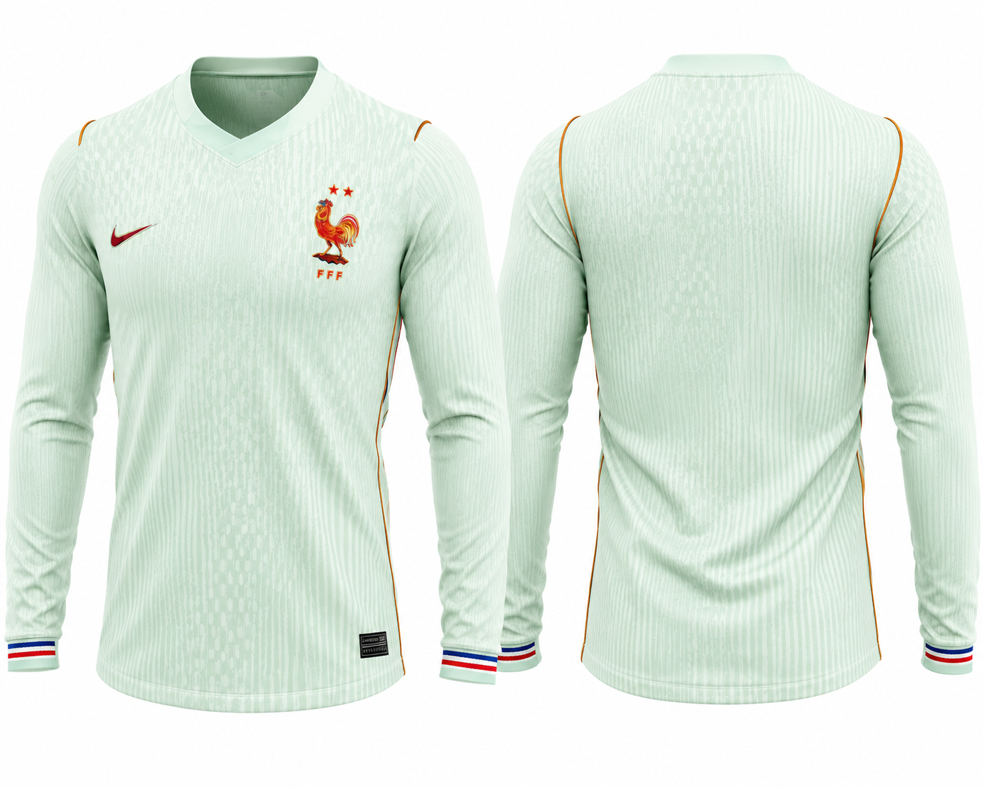 JerseyJunction France Full Sleeve Away Jersey 2026 – Mint Green Edition | Custom Name & Number