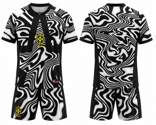 JerseyJunction Brazil Black & White Special Edition Football Jersey & Shorts Set 2026 – Custom Name & Number
