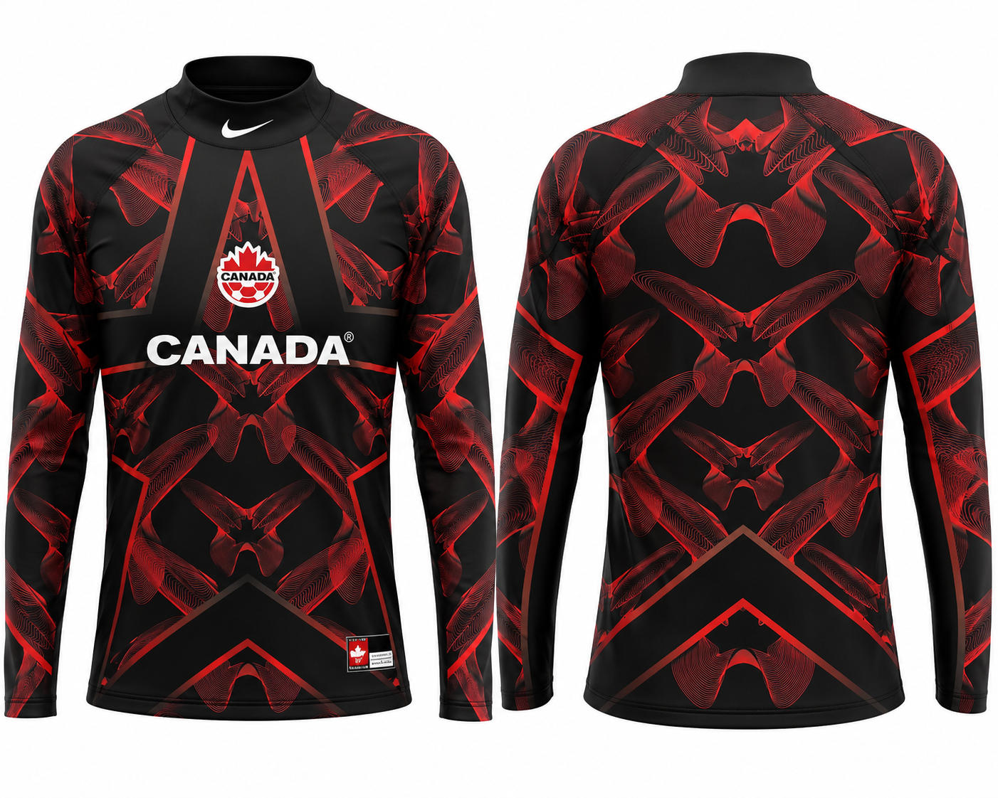 JerseyJunction Canada Black & Red Full Sleeve Football Jersey 2026 – Custom Name & Number