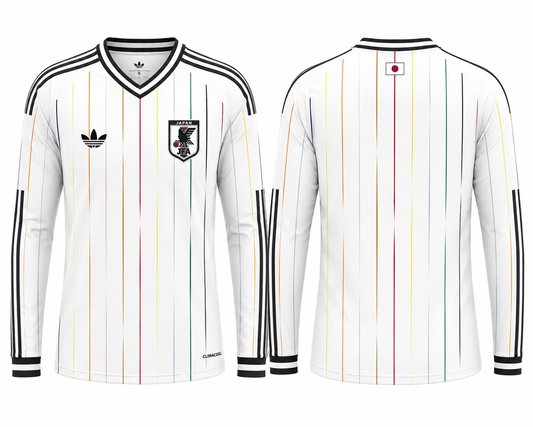 JerseyJunction Japan White Full Sleeve Football Jersey 2026 – Custom Name & Number