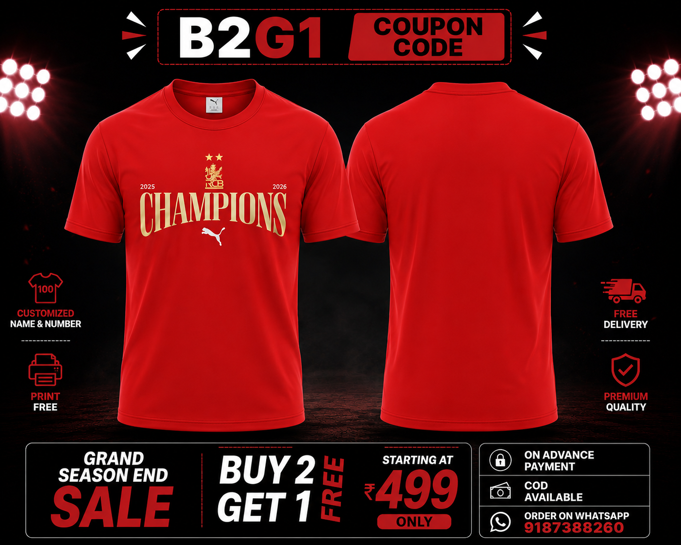 JerseyJunction Customized RCB  latest 2026 jersey Half Sleeves 2 stars travel jersey red latest fan jersey
