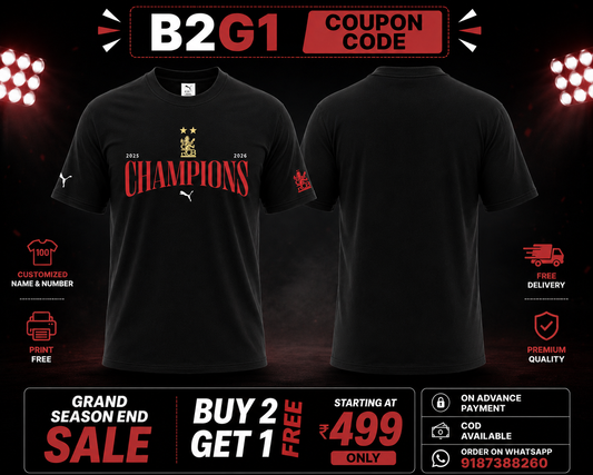 JerseyJunction Customized RCB  latest 2026 jersey Half Sleeves 2 stars travel jersey black latest fan jersey