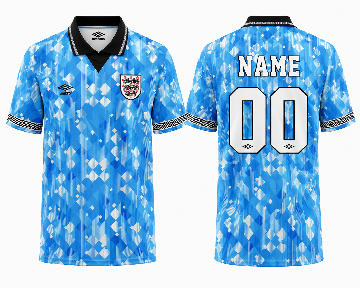 Jerseyjunction England 1990 Season Third Blue Retro Jersey| Custom Name & Number
