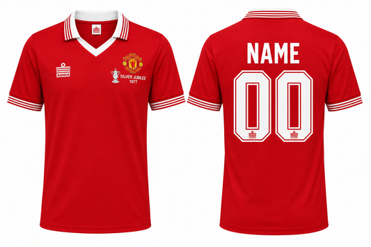 Jerseyjunction Manchester United 1977 FA Cup Final Retro Football Jersey | Custom Name & Number Soccer Jersey