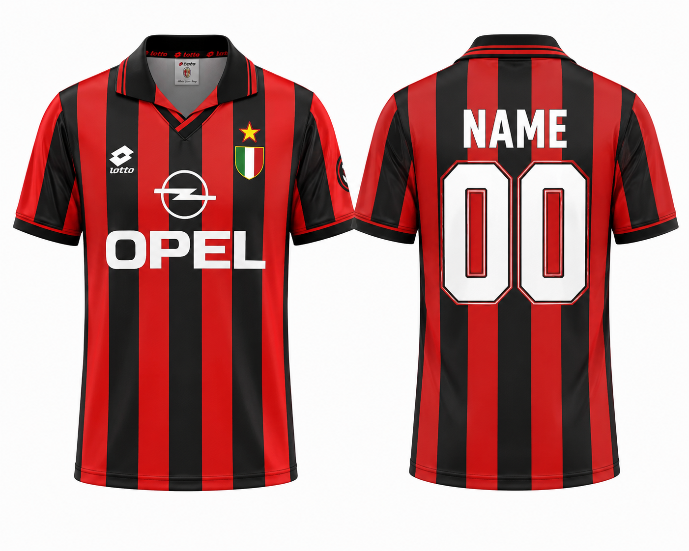 Jerseyjunction AC Milan 1995-96 Home Retro Football Jersey | Custom Name & Number Soccer Jersey