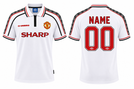 Jerseyjunction Manchester United 1998 White Retro Jersey | Custom Name & Number