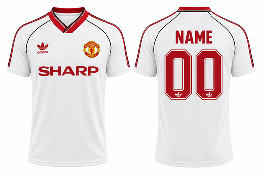 Jerseyjunction Manchester United 1986-88 Away White Retro Jersey | Custom Name & Number (Copy)