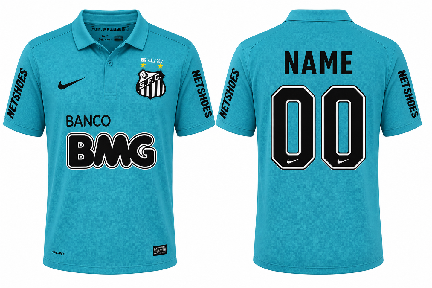 Jerseyjunction Santos 2012-13 Third Blue Retro Jersey| Custom Name & Number