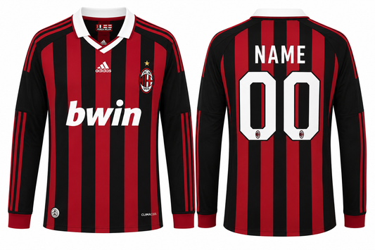 Jerseyjunction AC Milan 2009-10 Home Retro Jersey FULL SLEEVE | Custom Name & Number