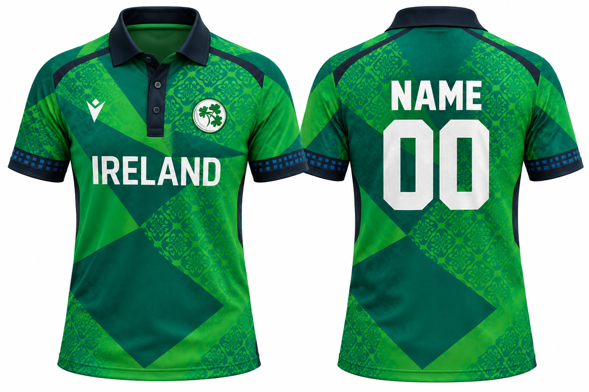 JerseyJunction Ireland 2025 cricket half Jersey- Print your name number