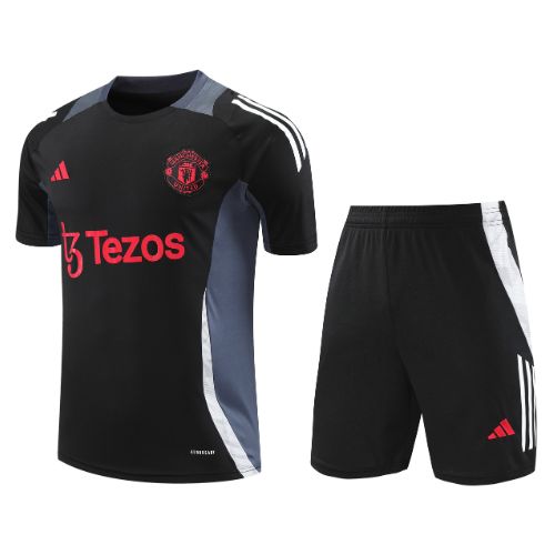 Manchester United Grey Black Training Jersey with Shorts