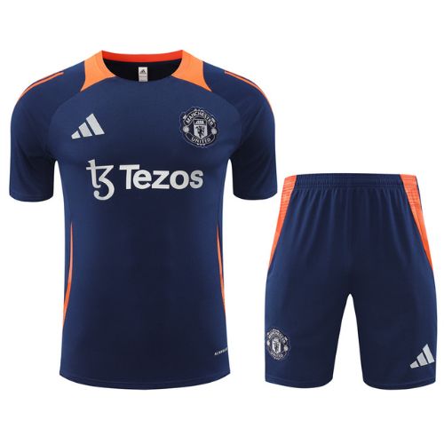 Manchester United Blue Orange Training Jersey with Shorts