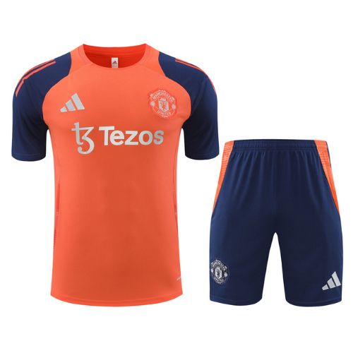 Manchester United Orange Blue Training Jersey with Shorts
