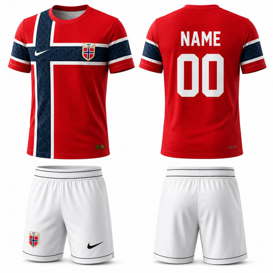 Norway Red Custom Football Jersey & Shorts Set – Personalized Name & Number Soccer Kit