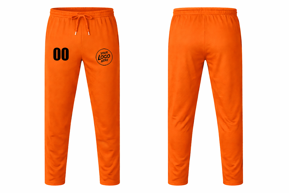 Customized Orange Track Pant with Logo, Number & Design Printing