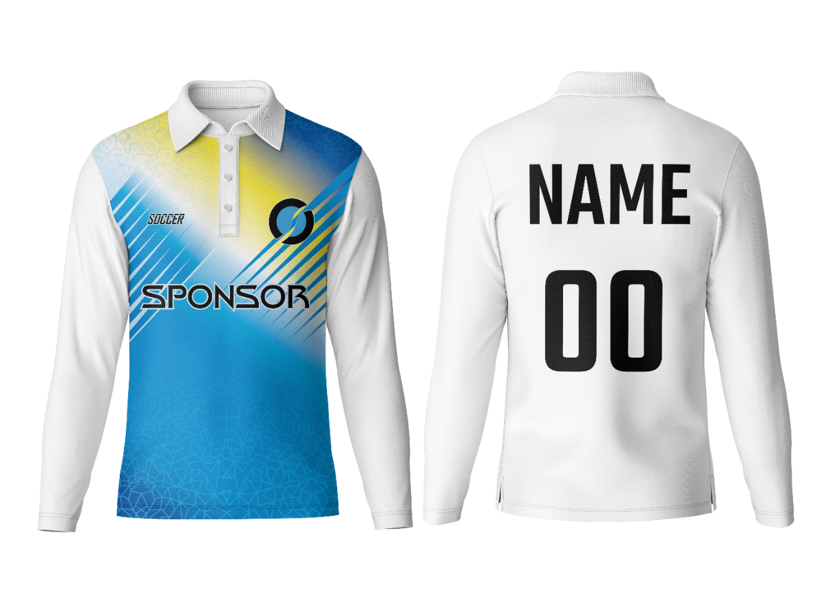 Custom-Fit Polo Neck Long Sleeve Jersey Top