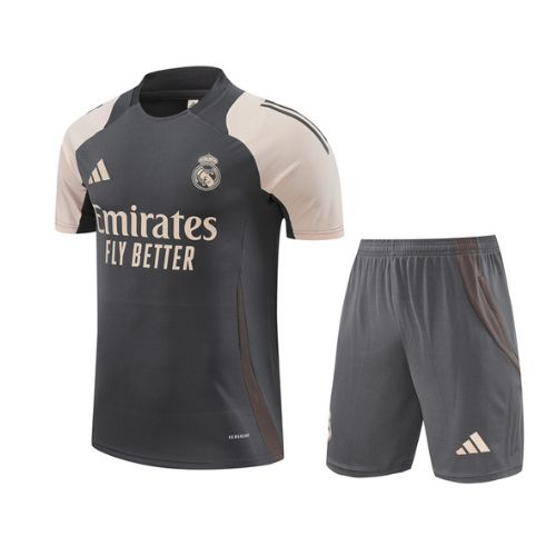 Real Madrid Grey Beige Training Jersey with Shorts
