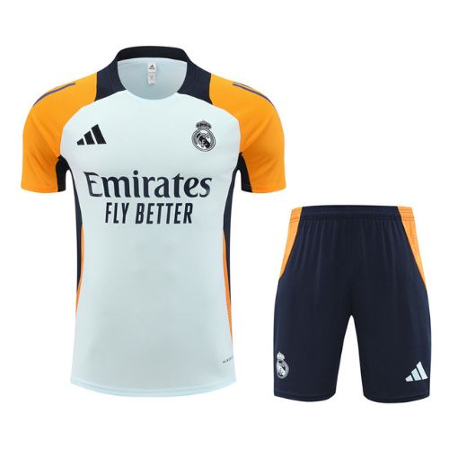 Real Madrid White Orange Training Jersey with Shorts