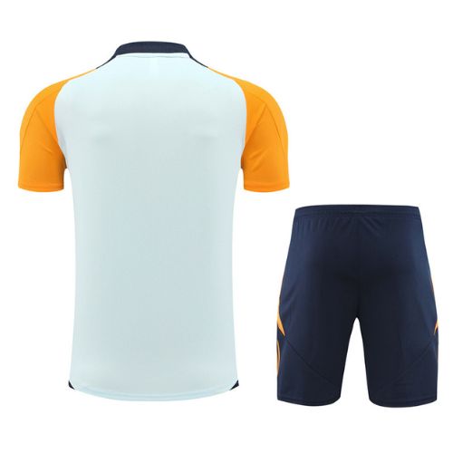 Real Madrid White Orange Training Jersey with Shorts