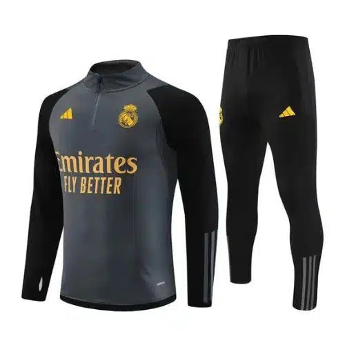 Real Madrid Grey Black Track Suit 23-24