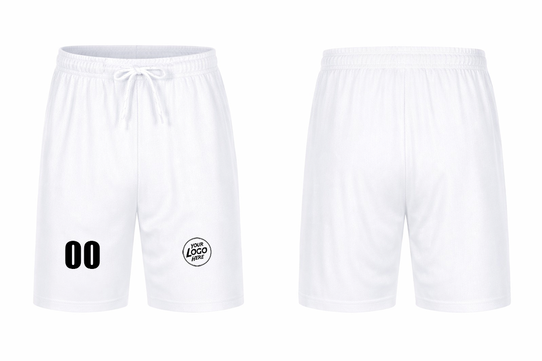 Customized White Shorts with Logo, Number & Design Printing