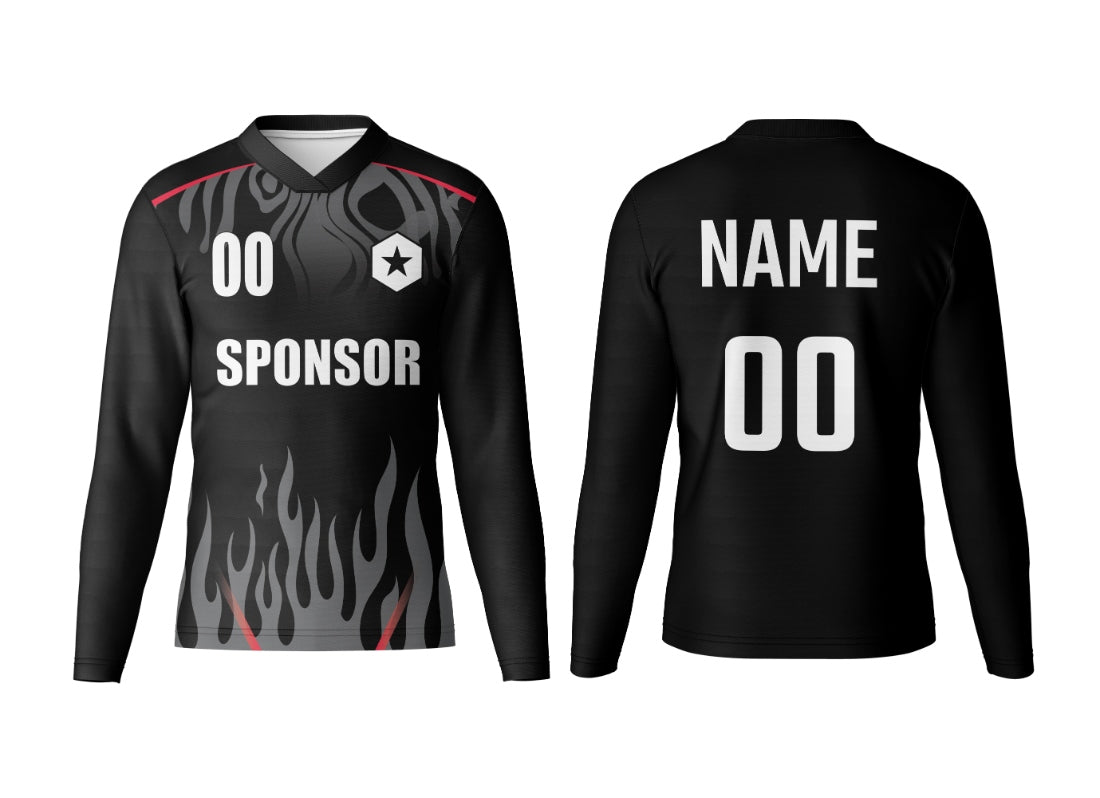 V-Neck Full Sleeve Custom Jersey – Name, Number & Logo