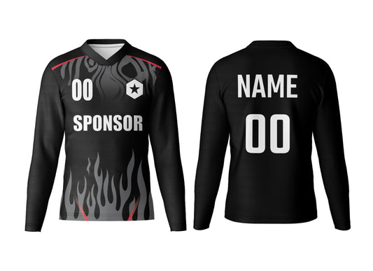 V-Neck Full Sleeve Custom Jersey – Name, Number & Logo