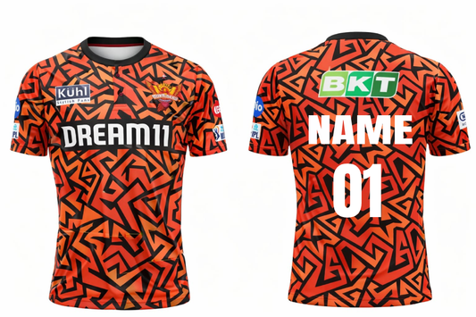 JerseyJunction customized Sunrisers Hyderabad IPL Replica Jersey 2025 round neck