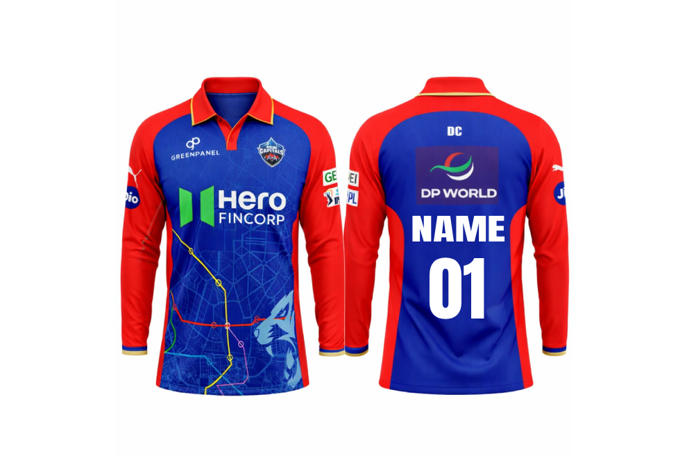 JerseyJunction customized Delhi Capitals IPL Jersey 2024 full sleeves
