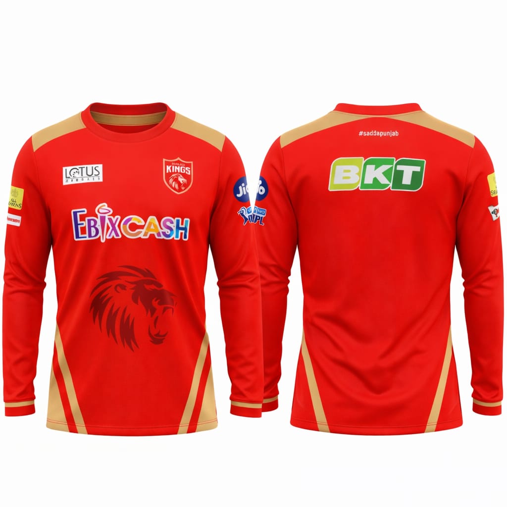 JerseyJunction customized Punjab Kings IPL Jersey 2024 full sleeves round neck