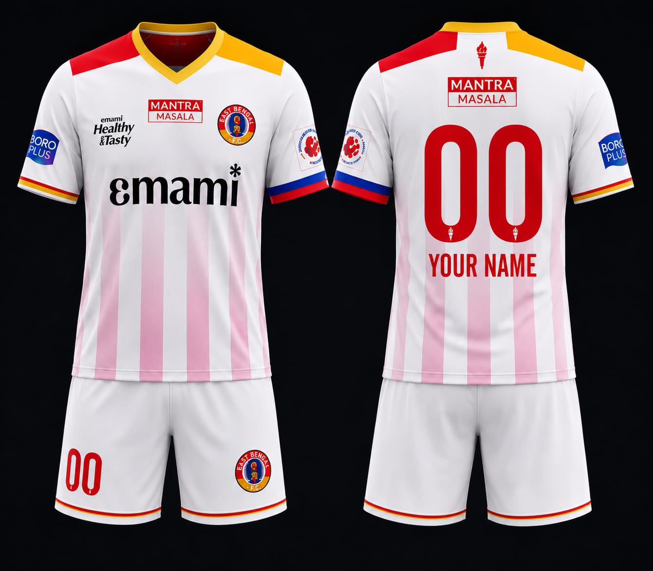 JerseyJuntion Customized East Bengal white  jersey with shorts