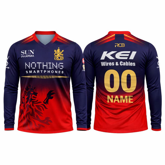 JerseyJunction Customized RCB Royal challengers Bangalore Jersey design V Neck full sleeve 2026 Latest