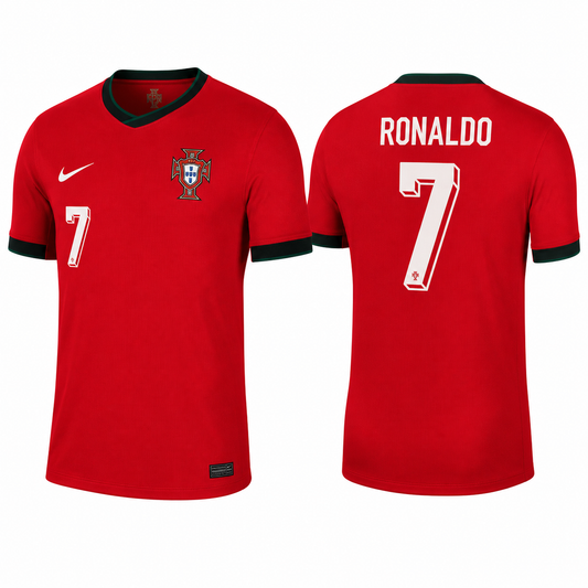 Jerseyjunction Cristiano Ronaldo #7 Portugal Home Jersey | Custom Name & Number Football Shirt